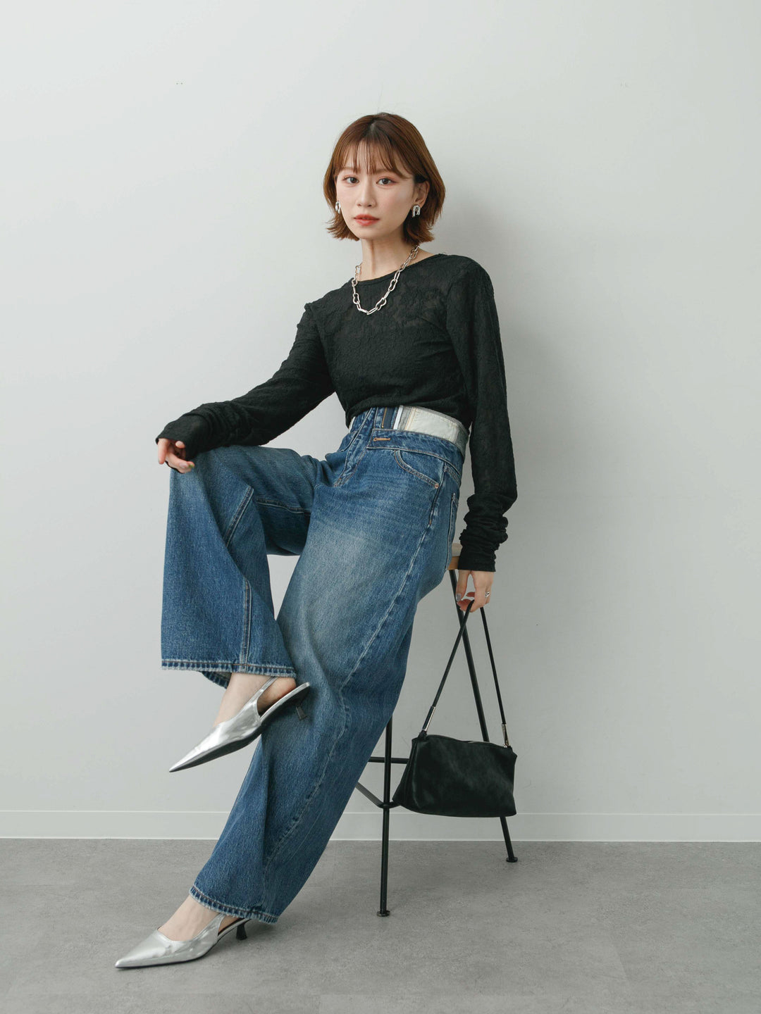 [SET]カットレースバックオープントップス+選べるアクセセット(2set)