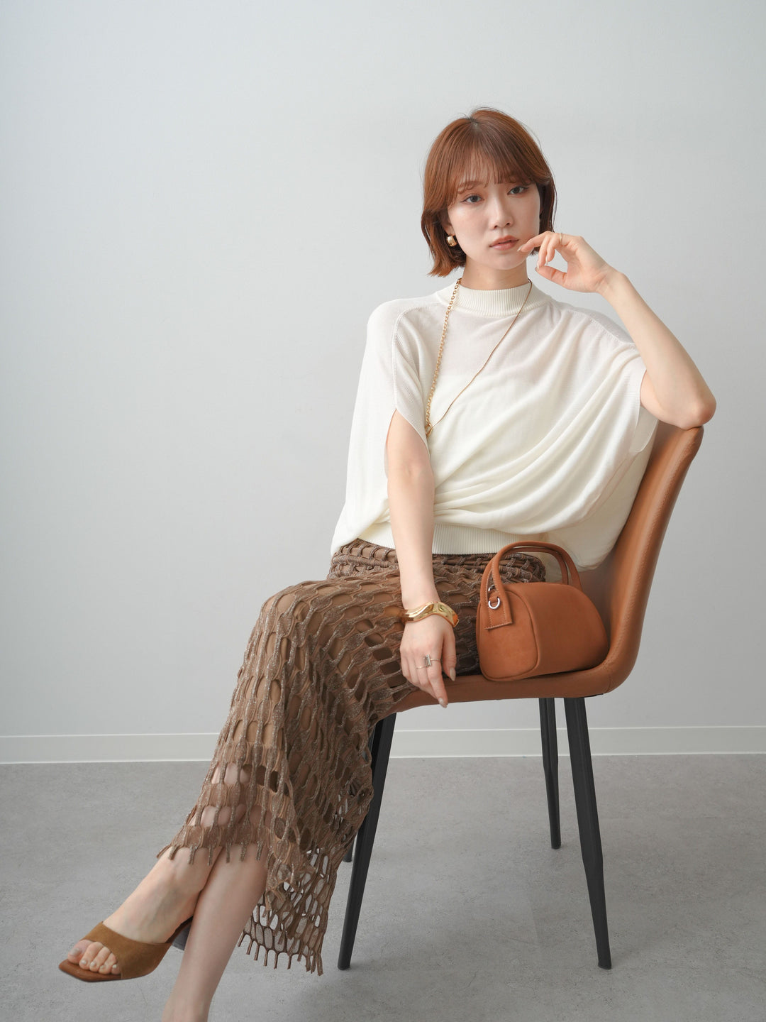 [SET]ボトルネックドロップショルダーニットトップス+ボトルネックドロップショルダーニットトップス(2set)