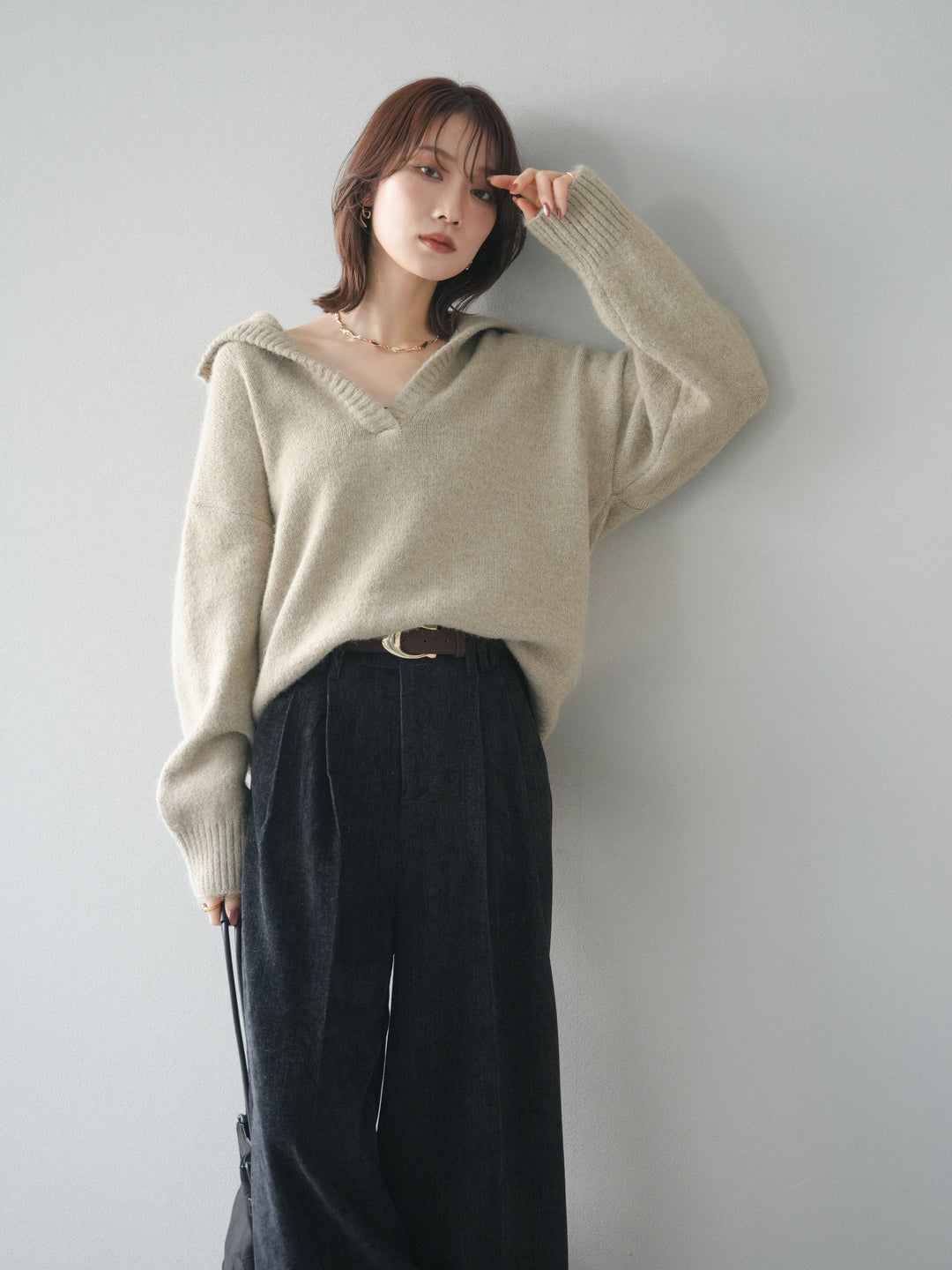 [SET]スキッパーニットプルオーバー+選べるアクセセット(2set)