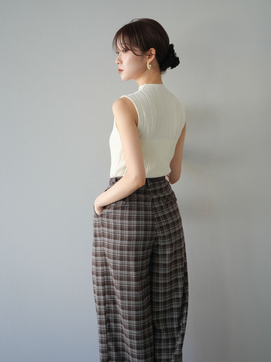 [予約]スリーブレスランダムリブニットトップス/アイボリー