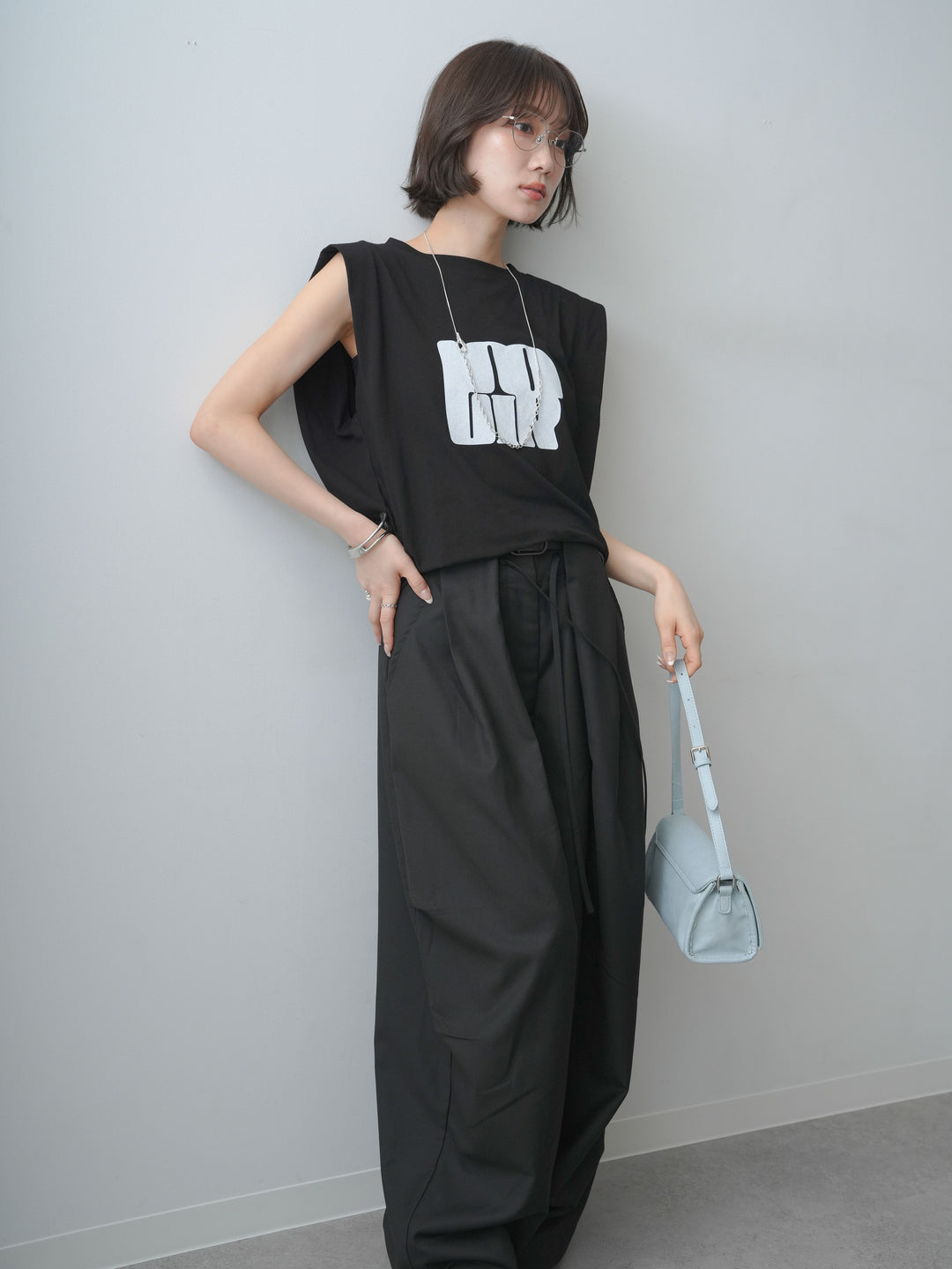 [SET]ヴィンテージロゴドロストTEE+ショルダータックノースリーブオーバーTEE(2set)