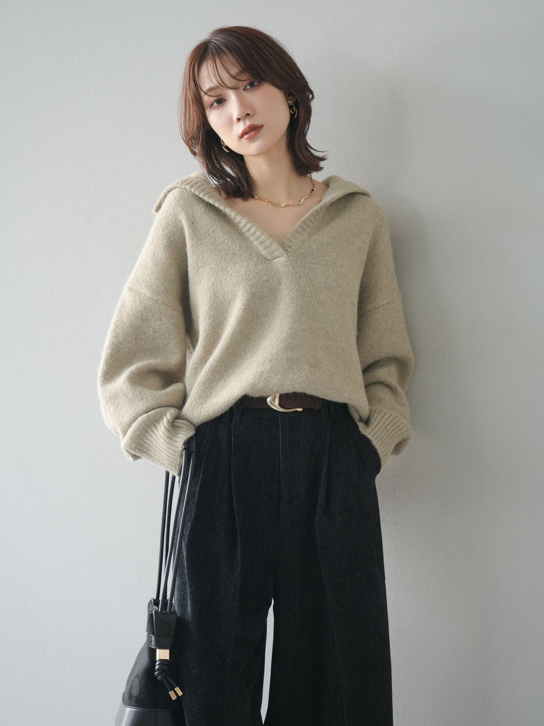 [SET]スキッパーニットプルオーバー+選べるアクセセット(2set)