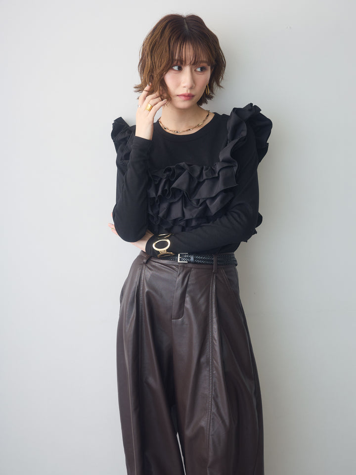 [予約]カットリブマルチWAYトップス/black