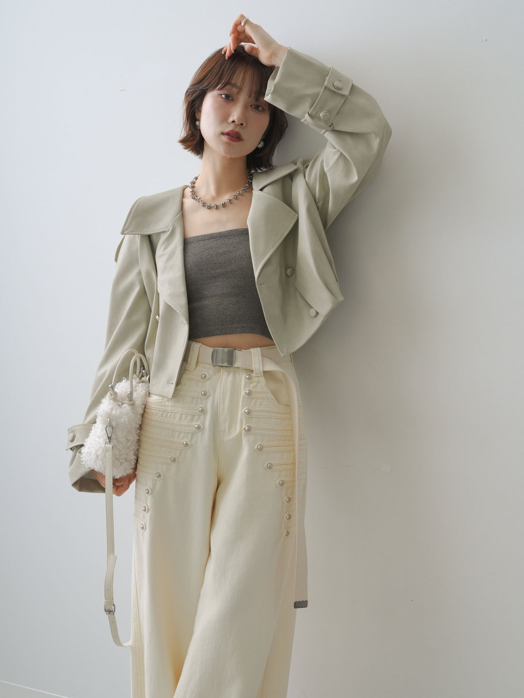 [SET]レザークロップブルゾン+レザークロップブルゾン(2set)