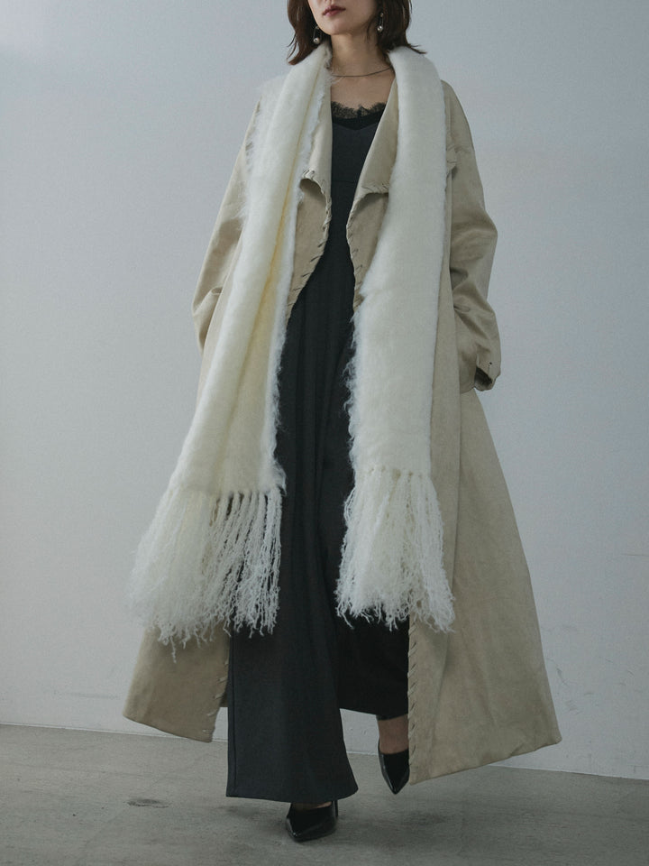 [予約]スウェードハンドステッチロングコート/ivory