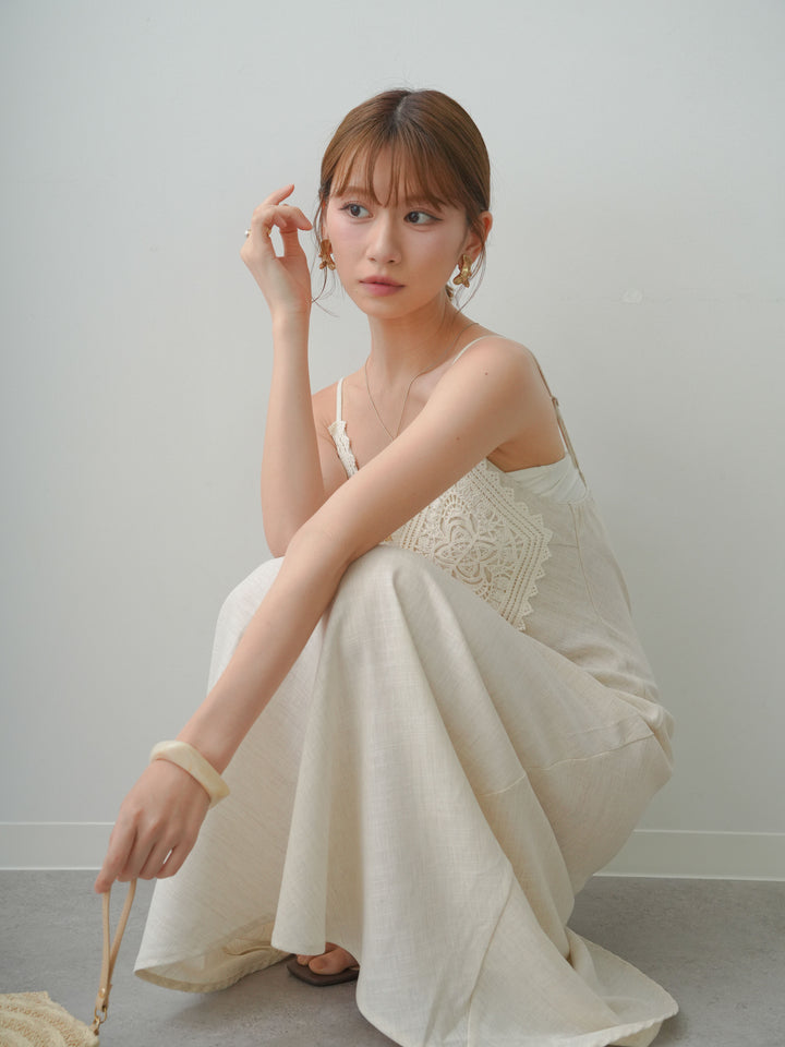 [SET]リネンライクレースキャミワンピース+選べるアクセセット(2set)