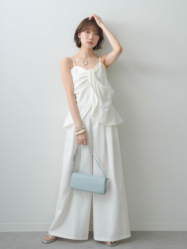 [SET]リボンデザインビスチェ＆タックワイドパンツSET UP(2SET)