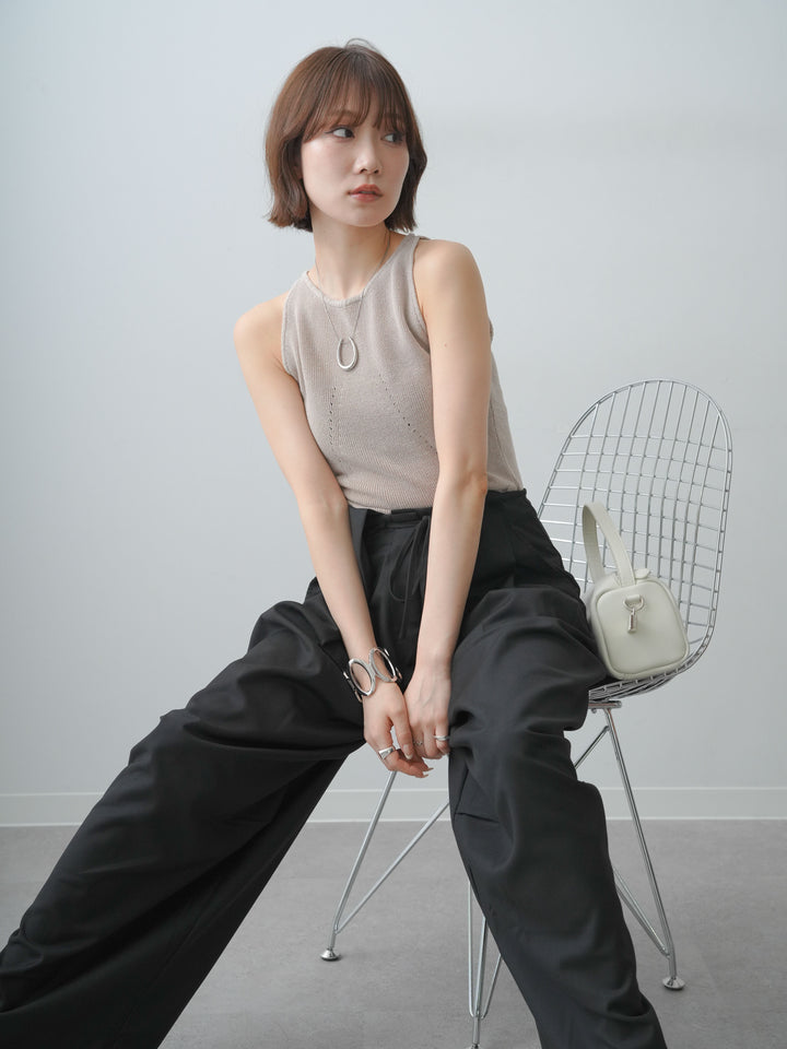 [SET]バックスリットニットタンクトップ+選べるアクセセット(2set)