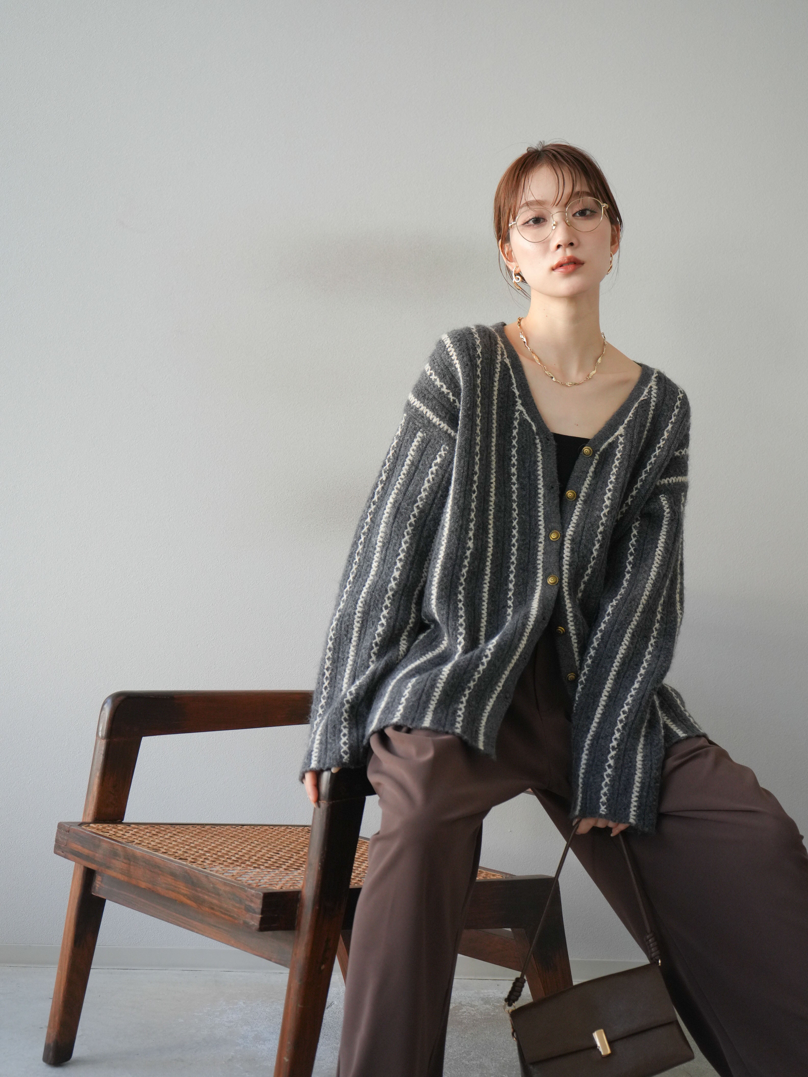 予約]ベルト付タックワイドパンツ/ブラウン – Lumier