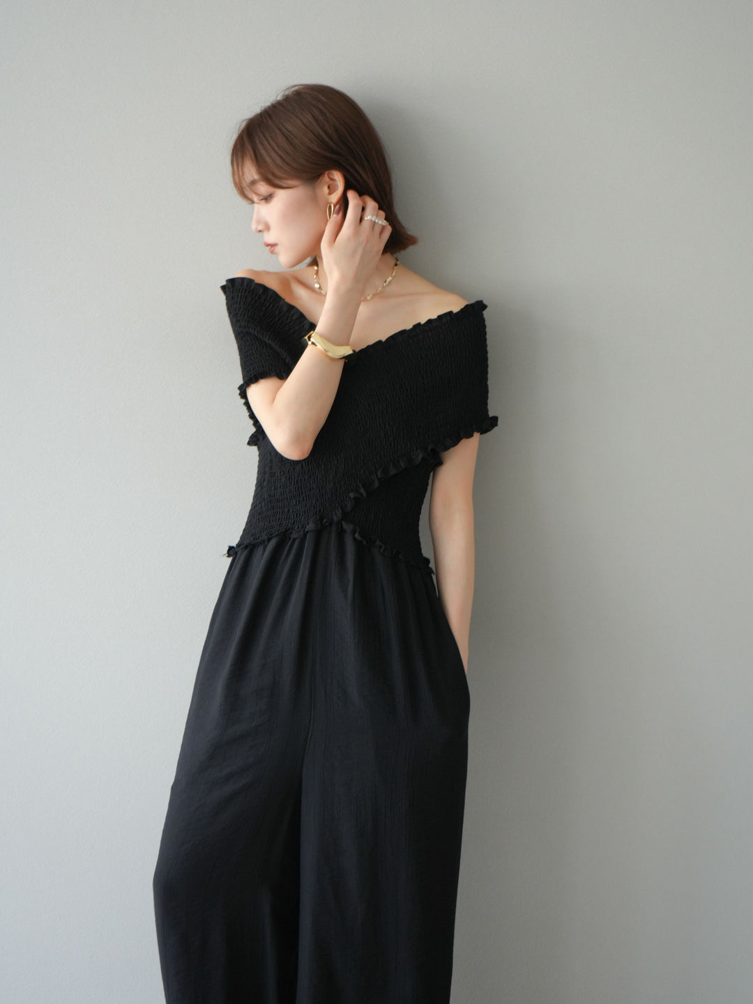 [SET]シャーリングクロスサロペット+シャーリングクロスサロペット(2set)