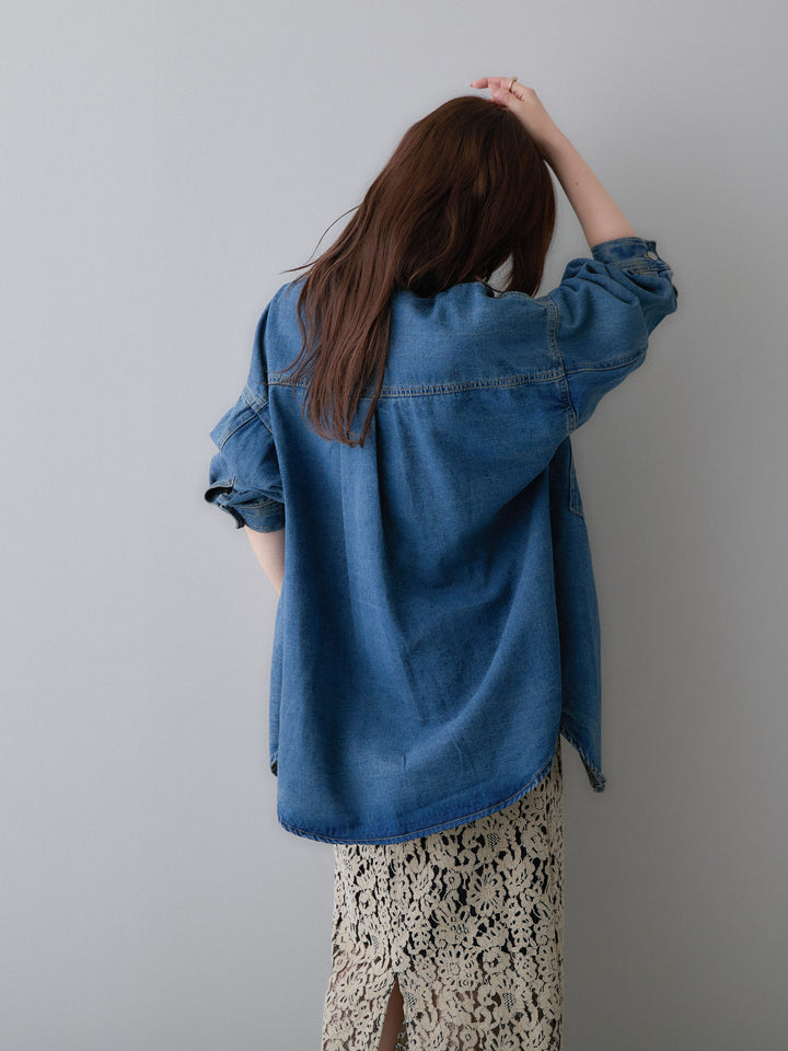 [予約]ビッグポケットデニムオーバーシャツ/denimblue