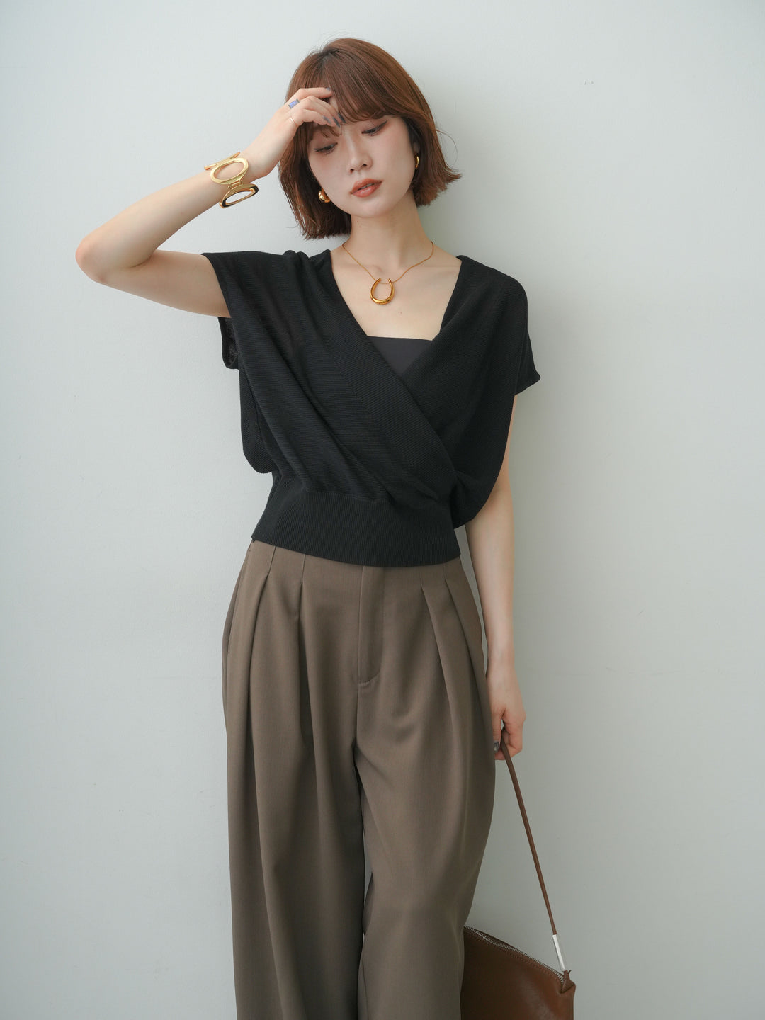 [SET]カシュクールフレンチニットトップス+カシュクールフレンチニットトップス(2set)