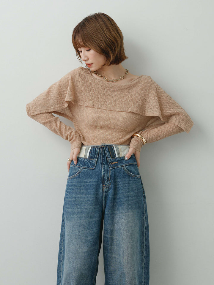 [予約]レースケープデザイントップス/pinkbeige