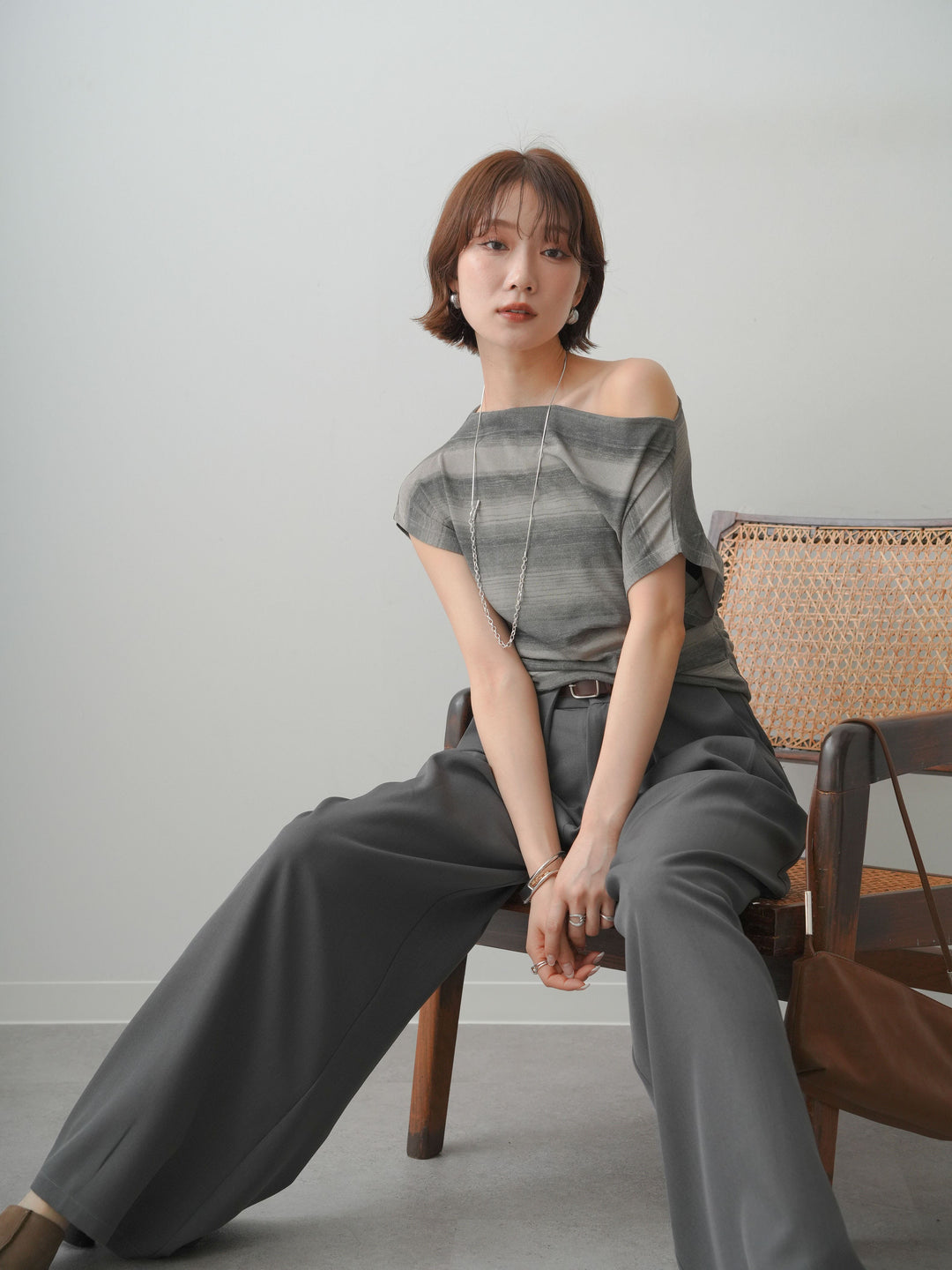 【套裝】不對稱無袖條紋上衣 + 可選配件套裝（2 套）