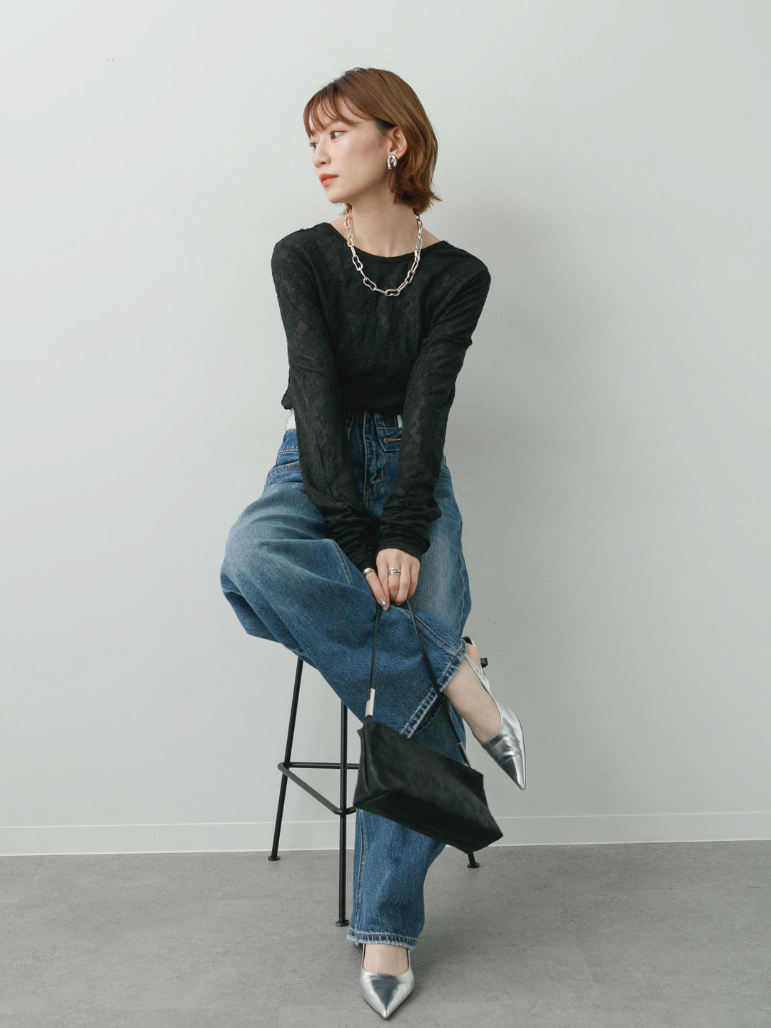 [SET]カットレースバックオープントップス+選べるアクセセット(2set)