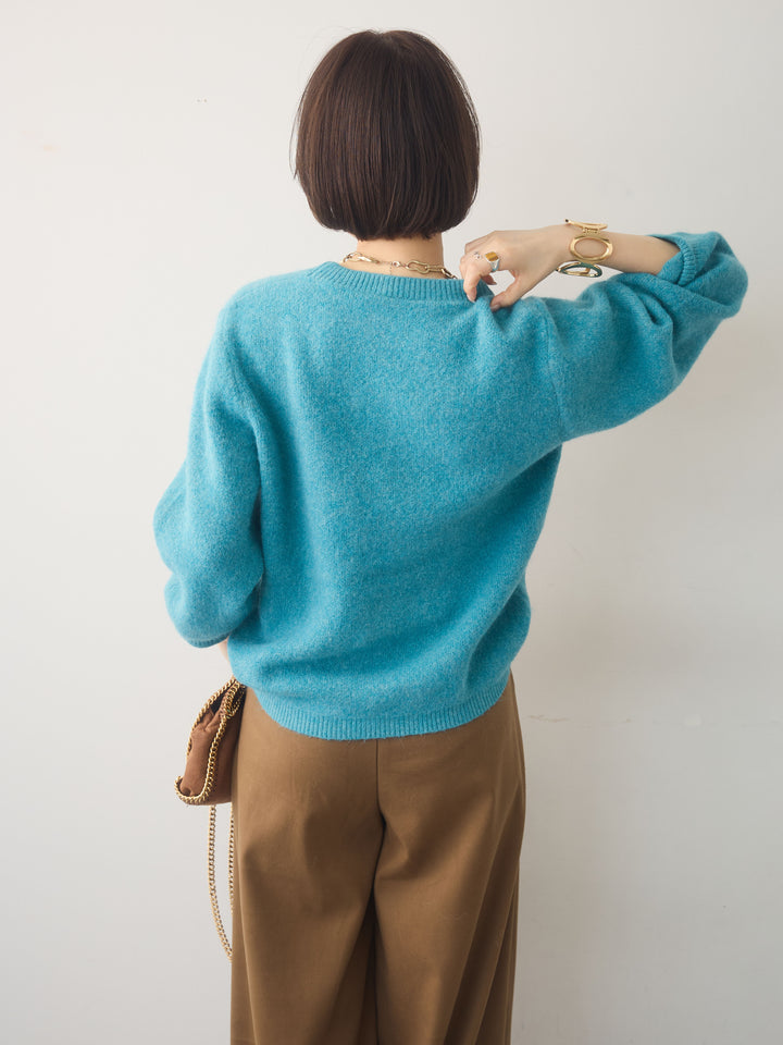 [SET]ソフトヘアリークルーネックニットトップス+選べるアクセセット(2set)
