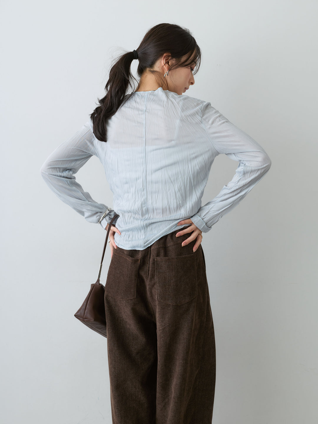 [予約]ランダムプリーツシアートップス/gray