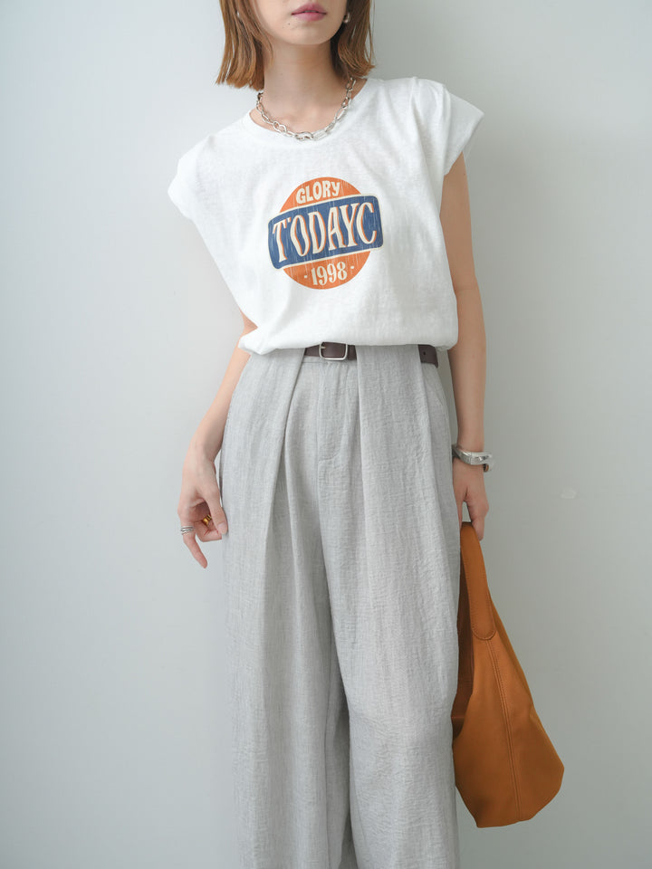 [SET]ヴィンテージロゴドロストTEE+リネンライクベルトループワイドパンツ(2set)