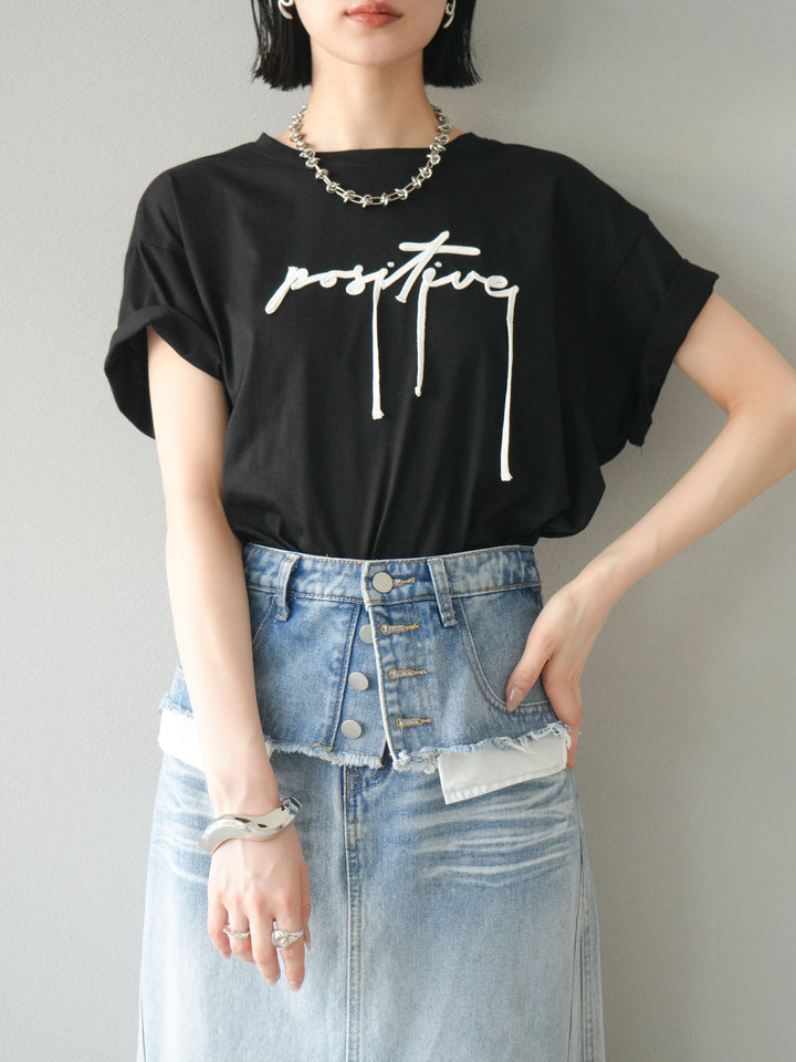 [予約]コード刺繍ロゴTシャツ/ブラック