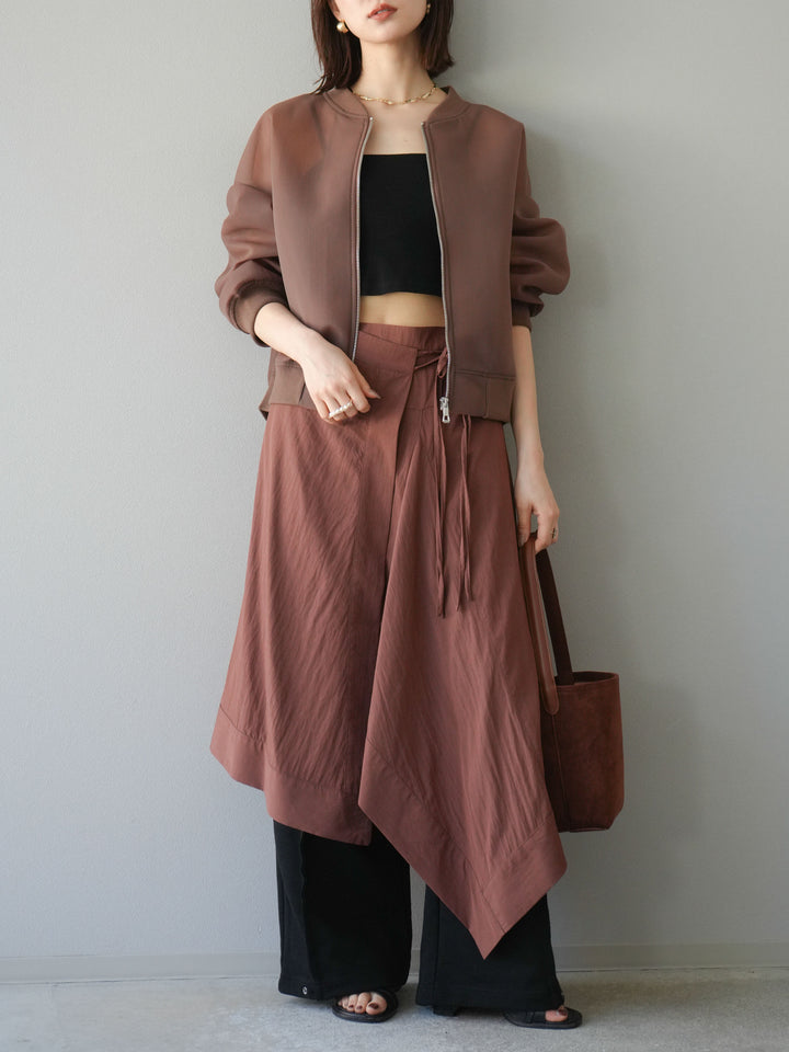 [予約]アシンメトリーレイヤードスカート/ブラウン