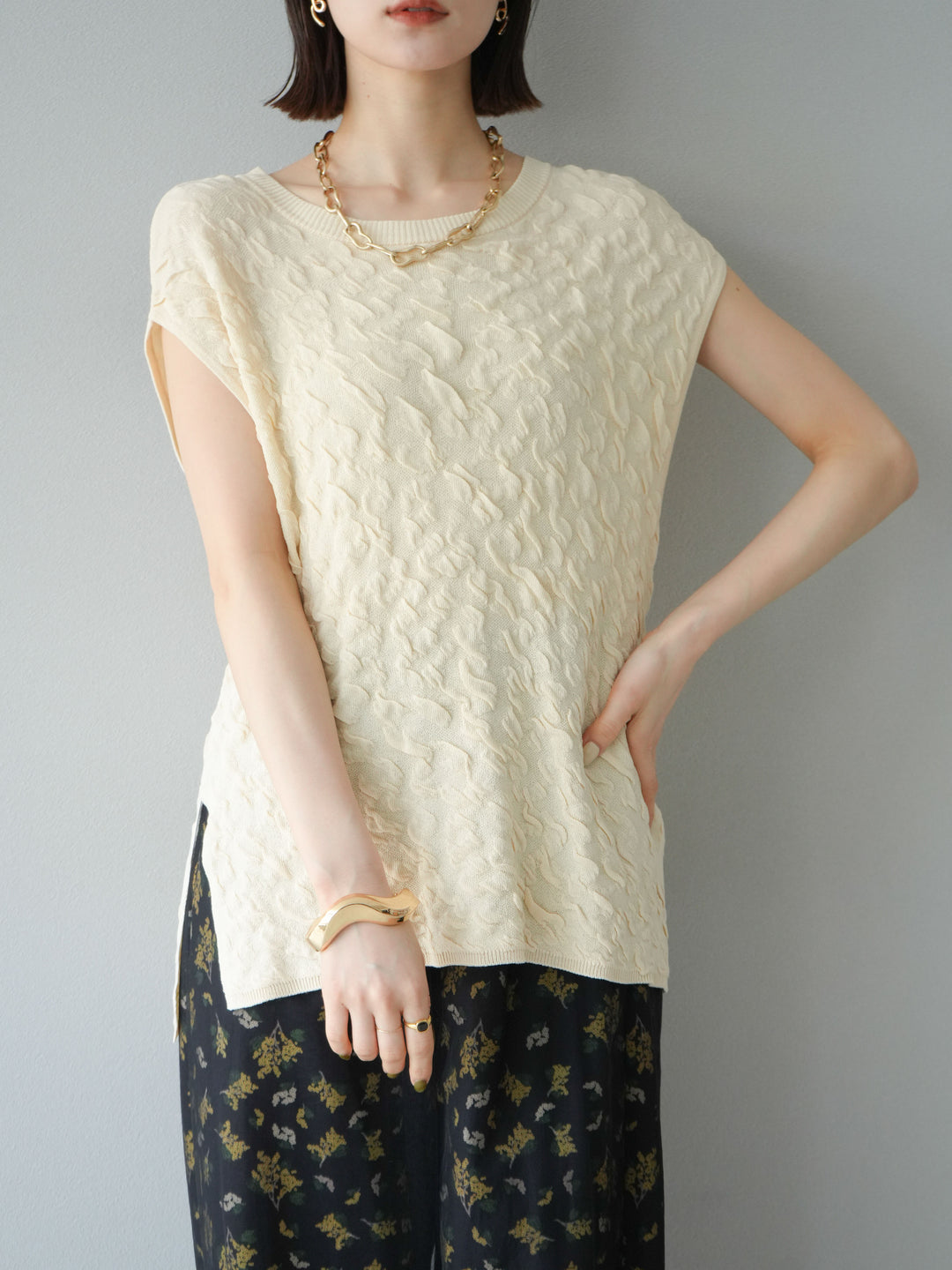 【預購】Pokopoko 無袖針織套頭衫/象牙白