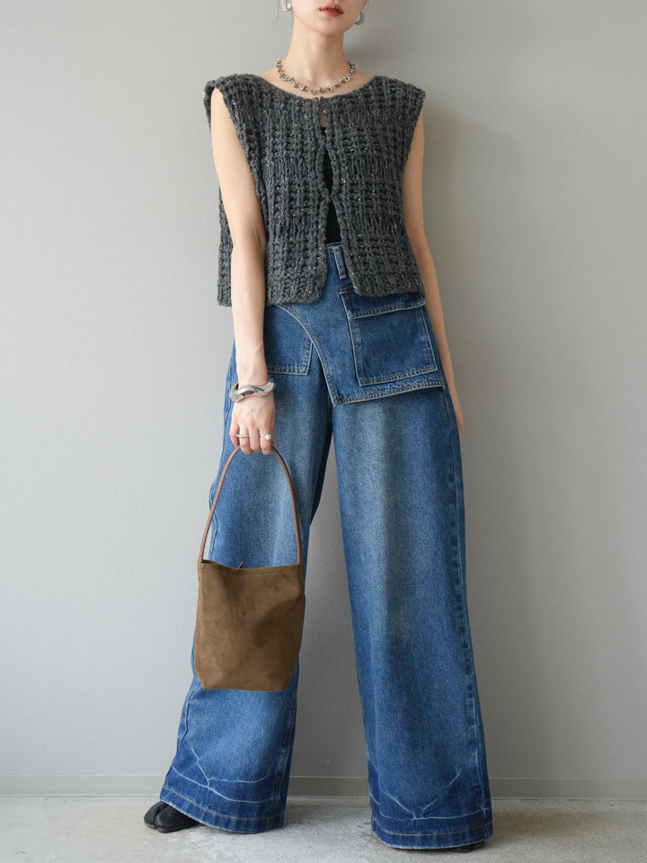 [予約]ラップルーズワイドデニム/ブルー