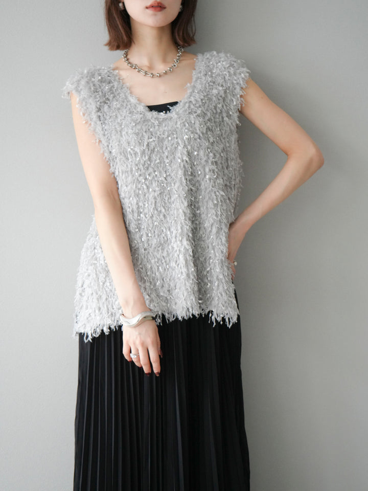 [予約]フェザーVネックベスト/グレー