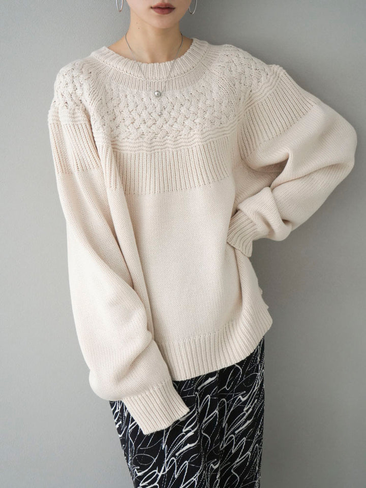 [Pre-order] Cable-switched knit pullover/ivory