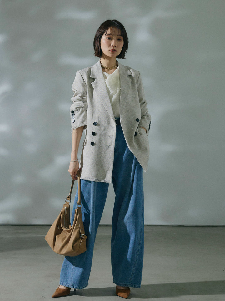 【Allure】[SET]スラブツイードフリンジテーラージャケット+スラブツイードフリンジテーラージャケット(2set)