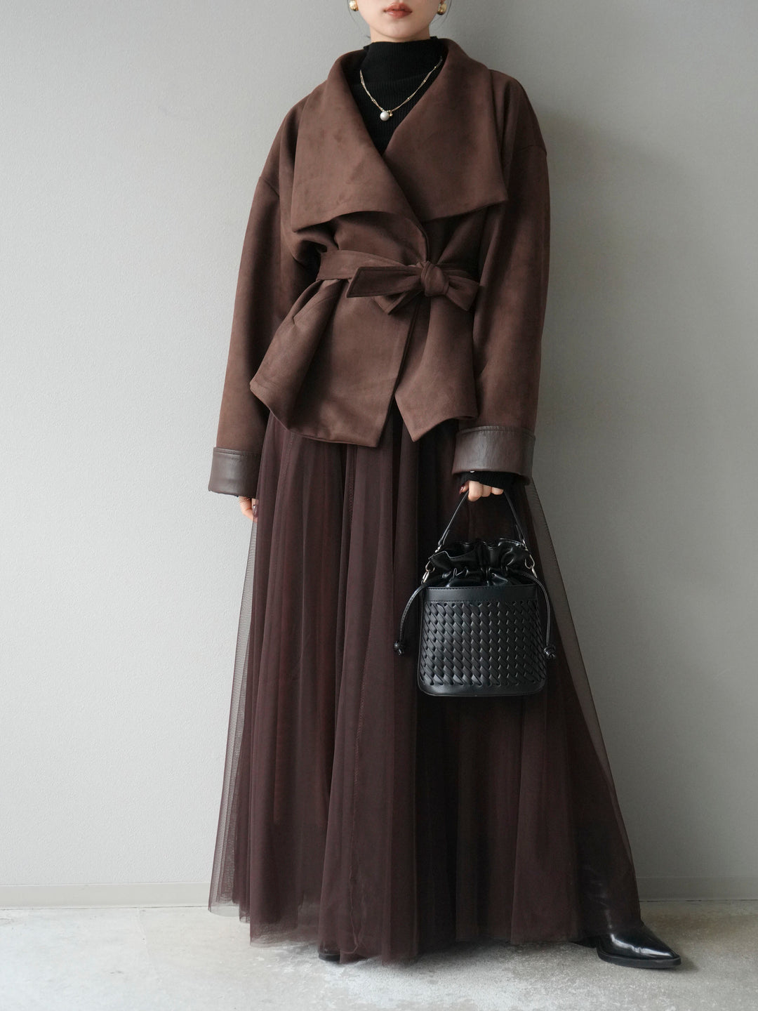 [予約]スウェードショートガウン/ブラウン