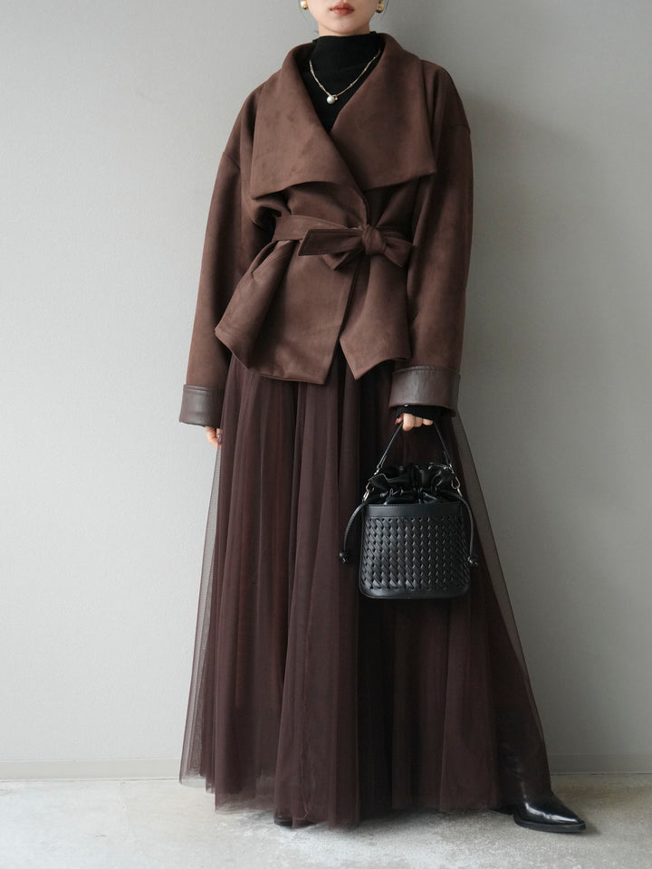 [予約]スウェードショートガウン/ブラウン