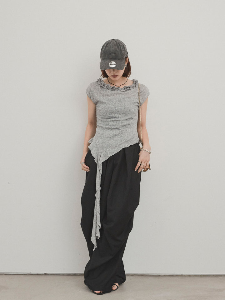 [予約]ラッフルシアーニットタンクトップ/グレー