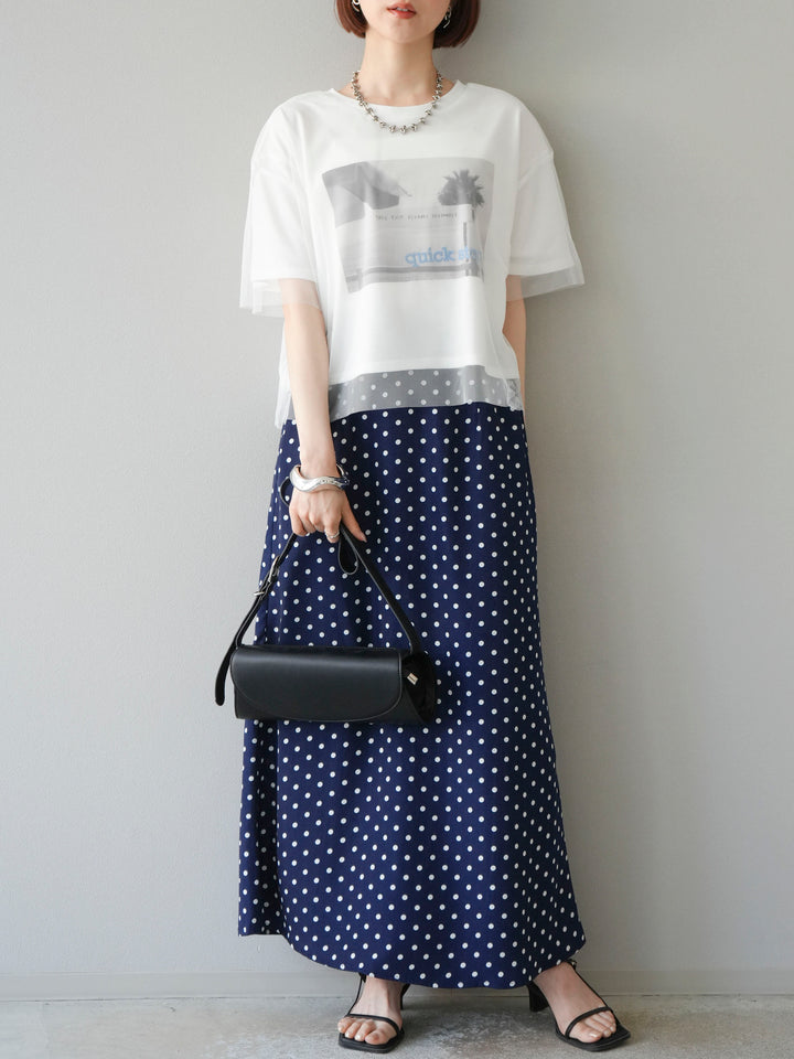 [予約]ドットAラインスカート/ネイビー