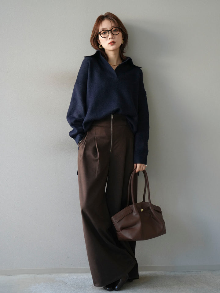 [予約]スキッパーオーバーニットプルオーバー/navy