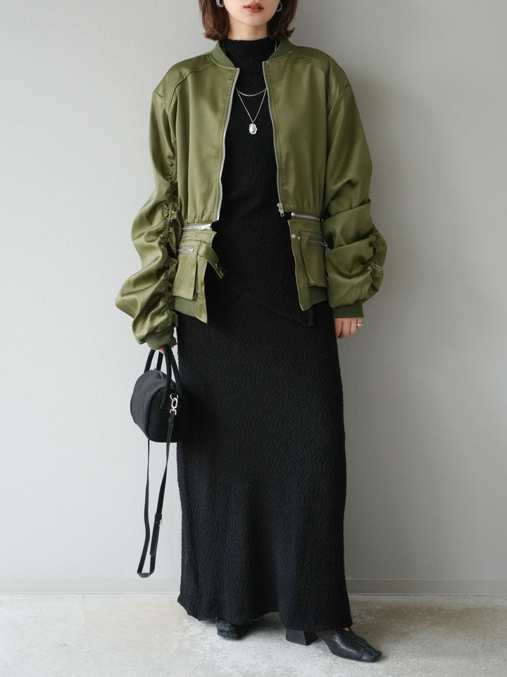 [予約]ブークレーニットIラインスカート/ブラック