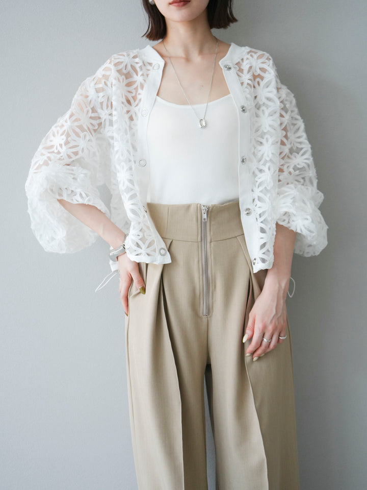 [予約]テープレースシアーブルゾン/オフホワイト