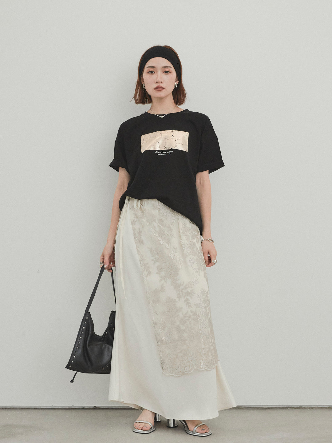 [套裝] 燙金印花乾爽棉質 TEE + 寬鬆窄裙 (2 套)