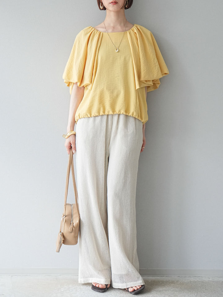 [預購] 棉質金銀絲網眼休閒褲/象牙白