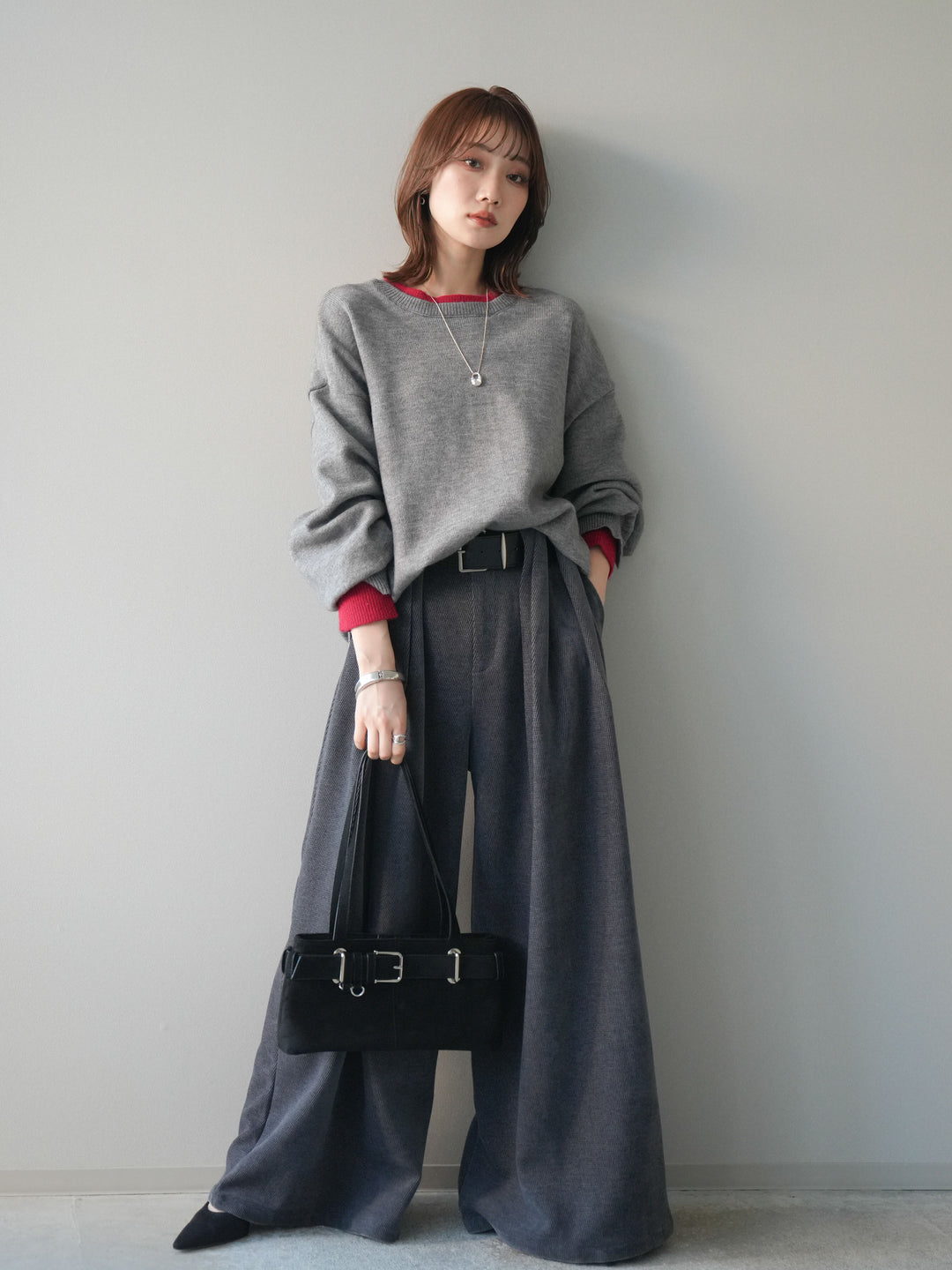 [SET]ベルトデザインループコールテンワイドパンツ(ベルト付き)+ベルトデザインループコールテンワイドパンツ(ベルト付き)(2set)