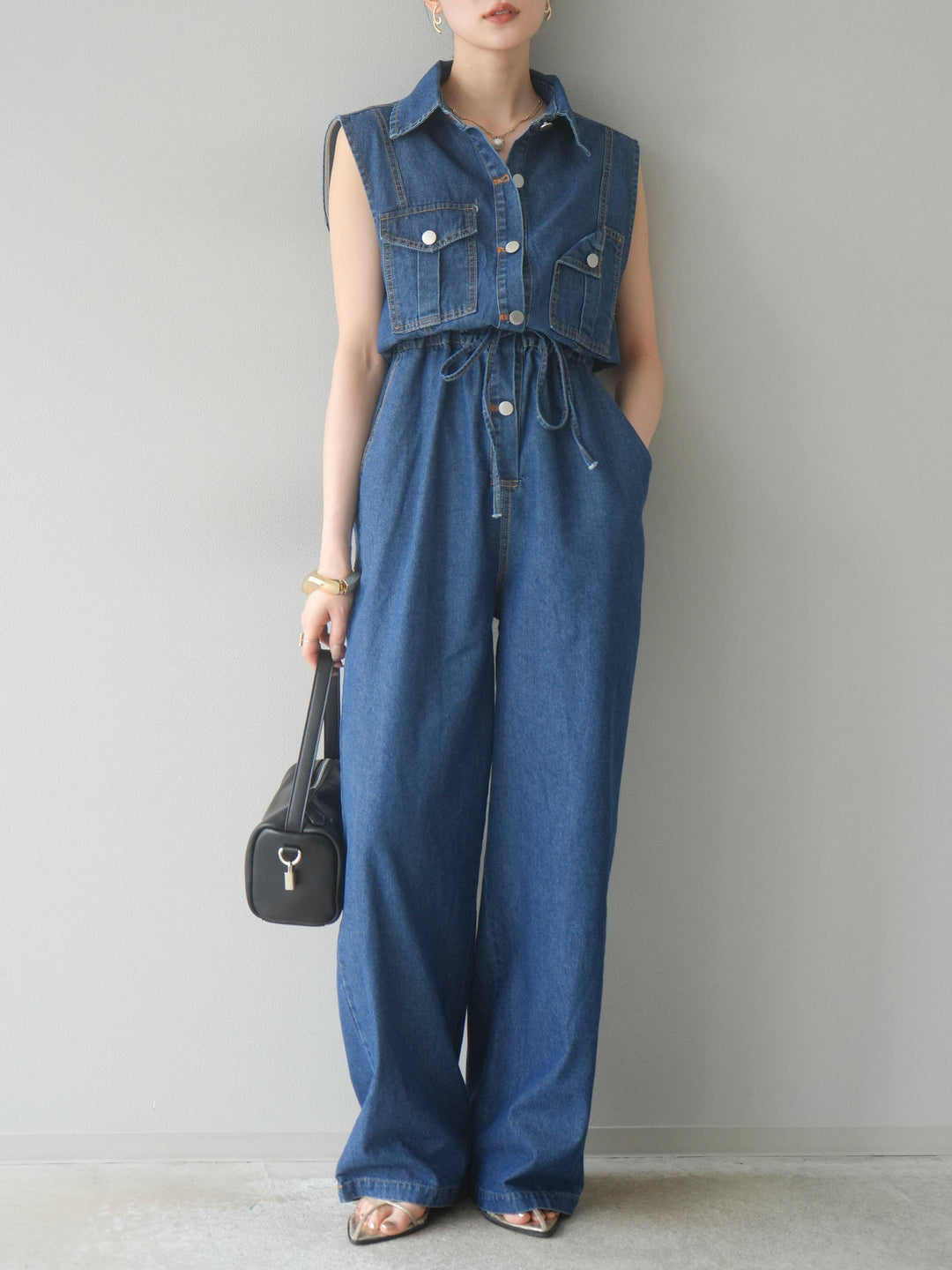 【預購】口袋設計牛仔連身衣/藍色