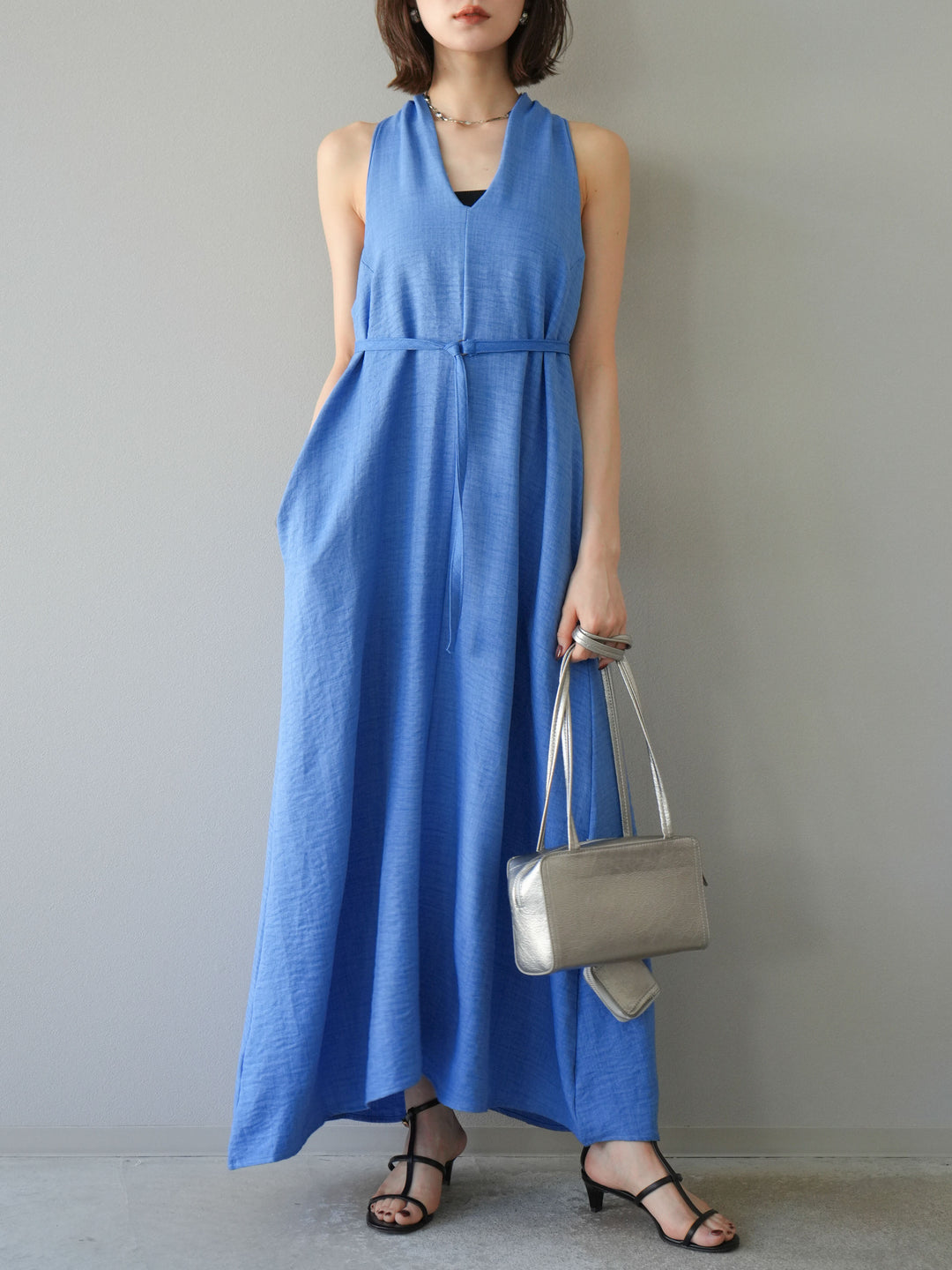 【預購】環形設計不均勻染色洋裝/藍色