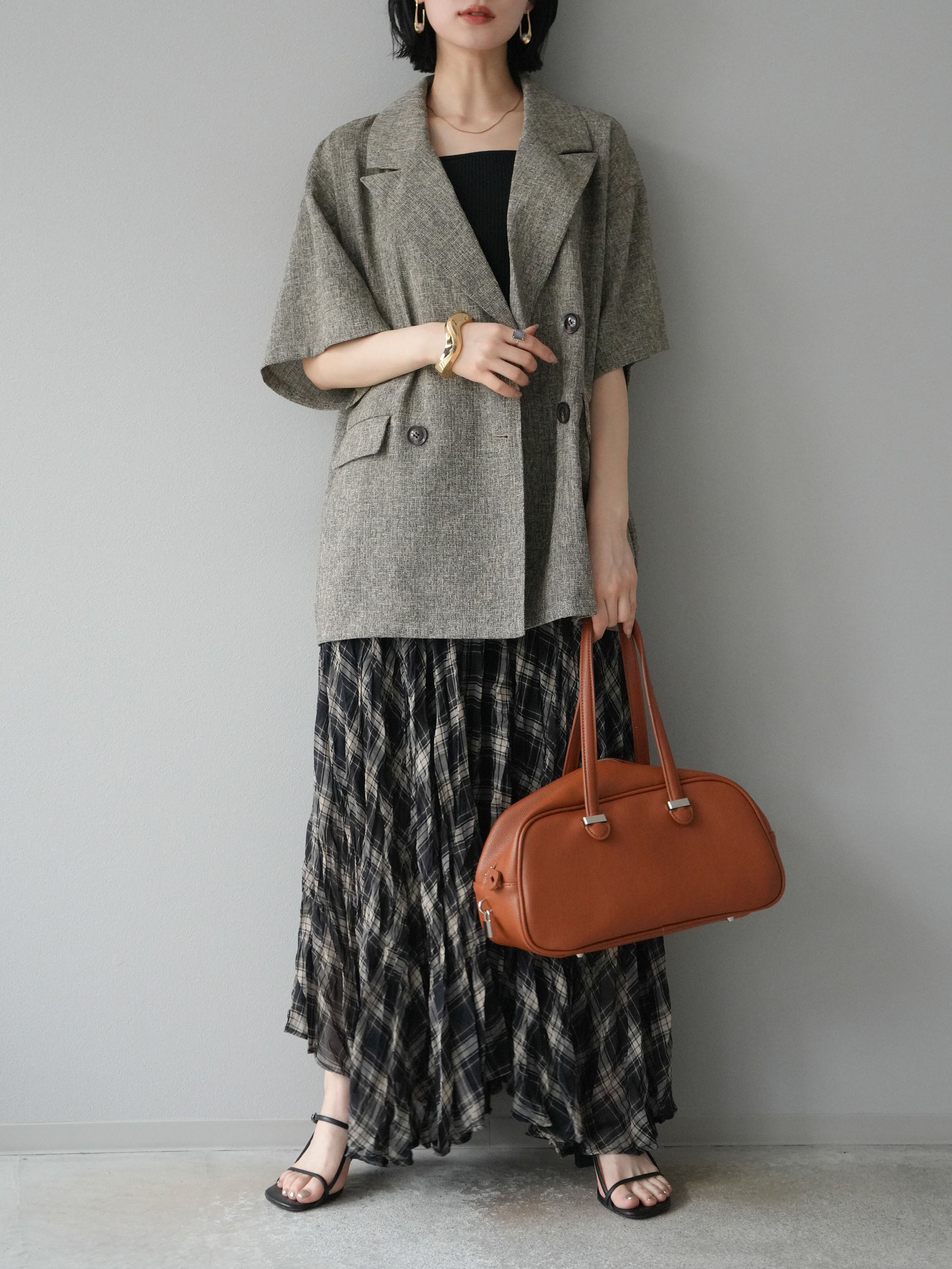 予約]シアーチェックアシンメトリーワッシャースカート/ブラック – Lumier