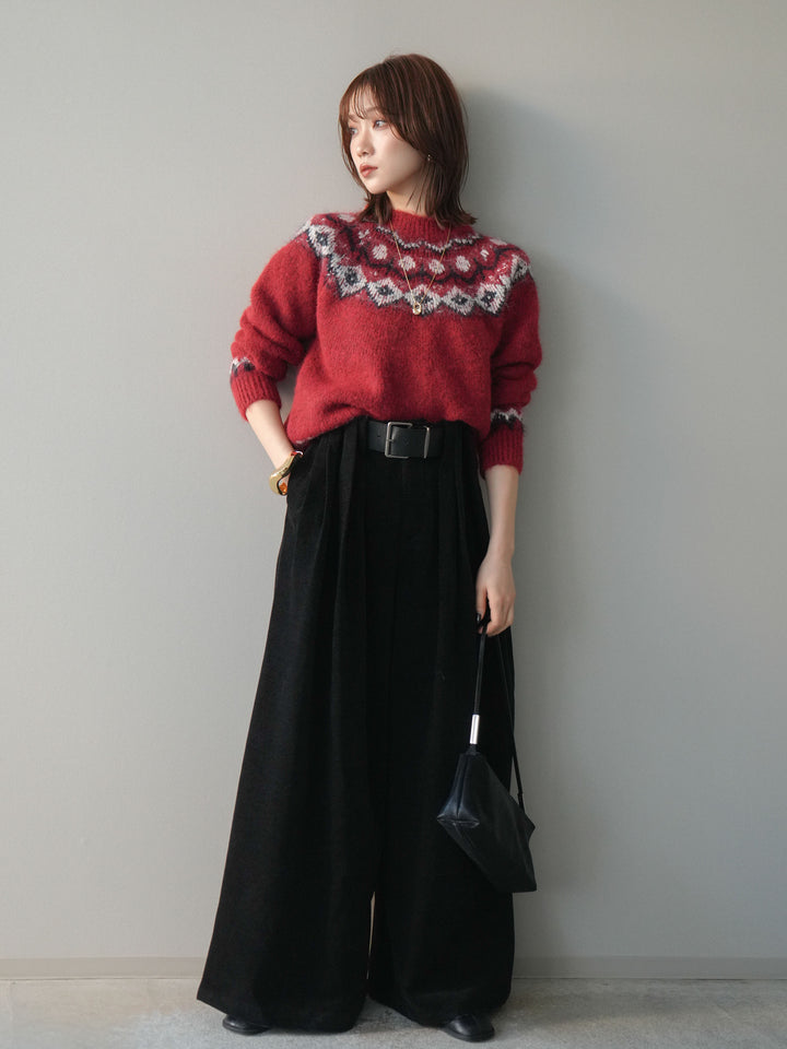 [予約]ソフトタッチ求心柄ニットプルオーバー/red