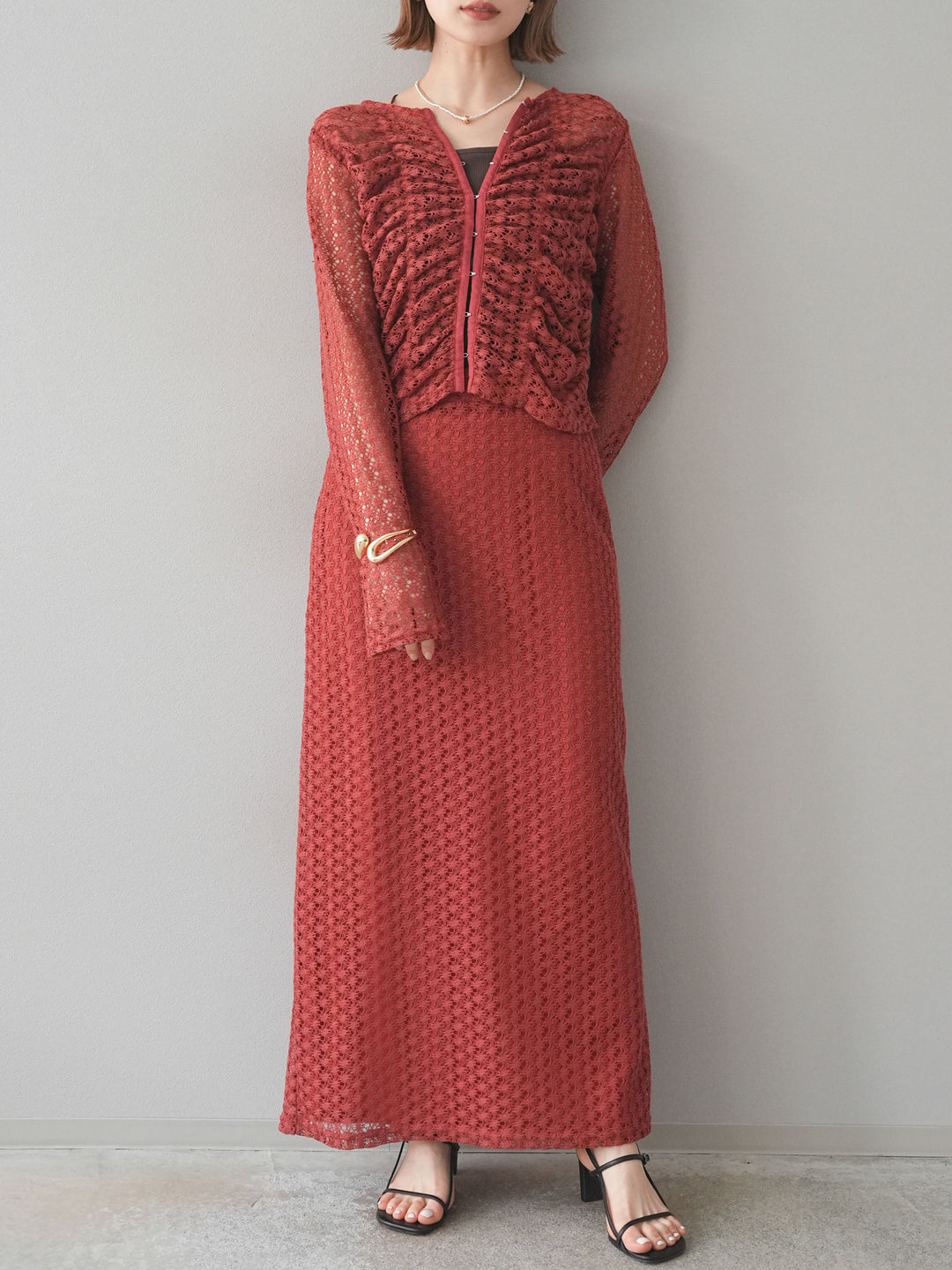 【預購】鏤空緊身裙/紅色