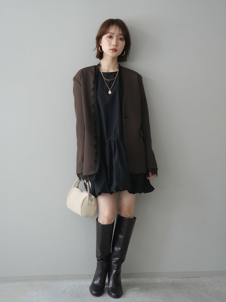 [予約]ノースリバルーンミニワンピース/black