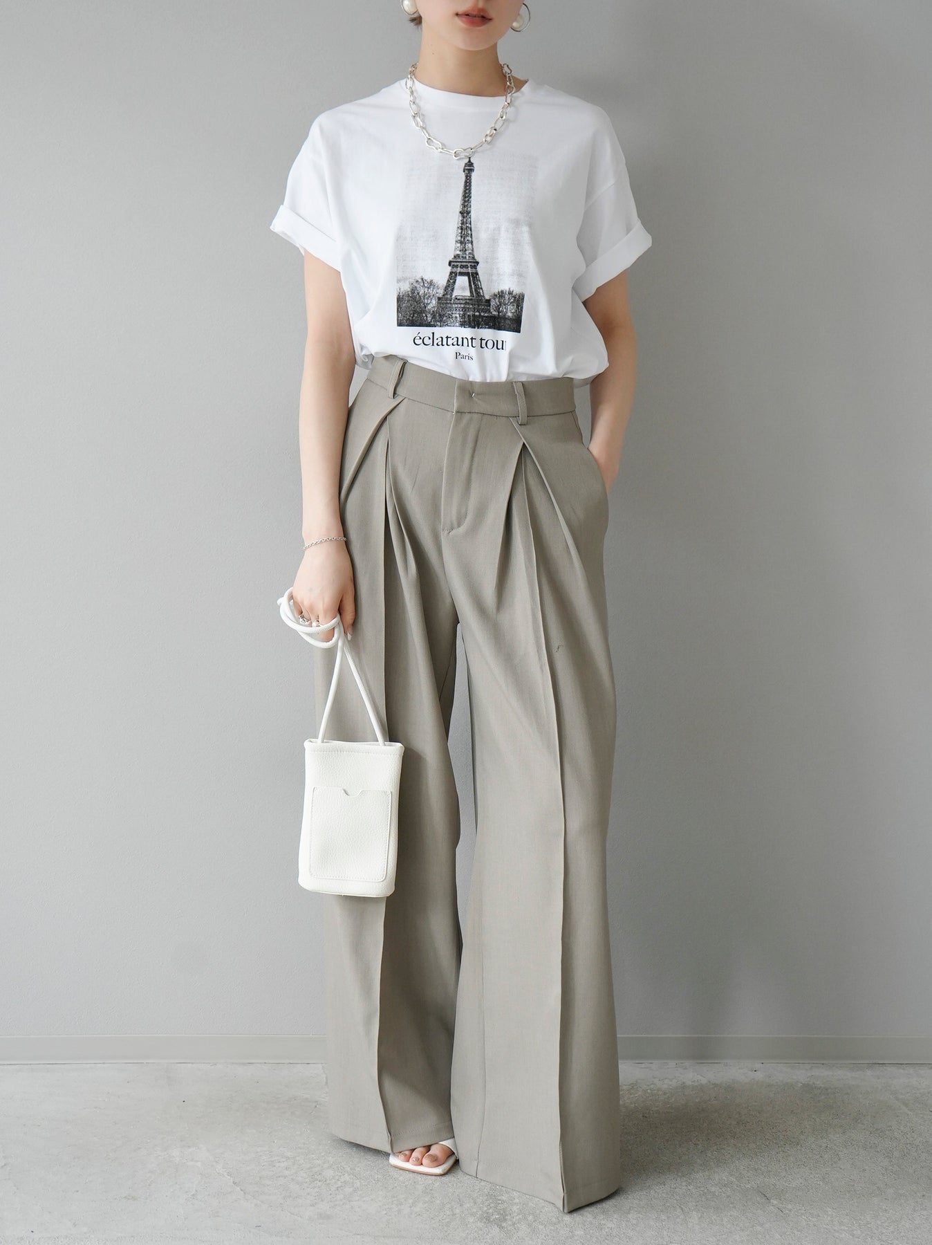 SET]フォトプリントTシャツ+デザインタックワイドパンツ(2set) – Lumier