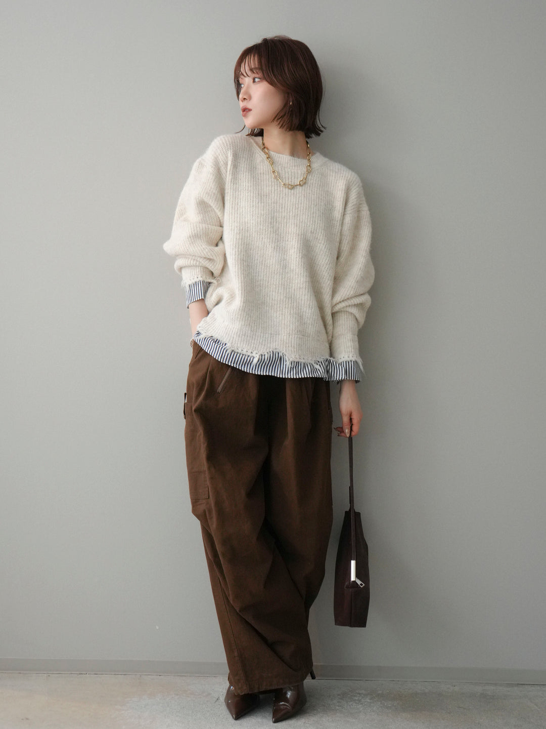 [予約]コットンタックループパンツ/brown