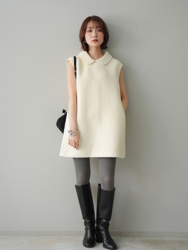 [予約]襟付きブークレミニワンピース/offwhite