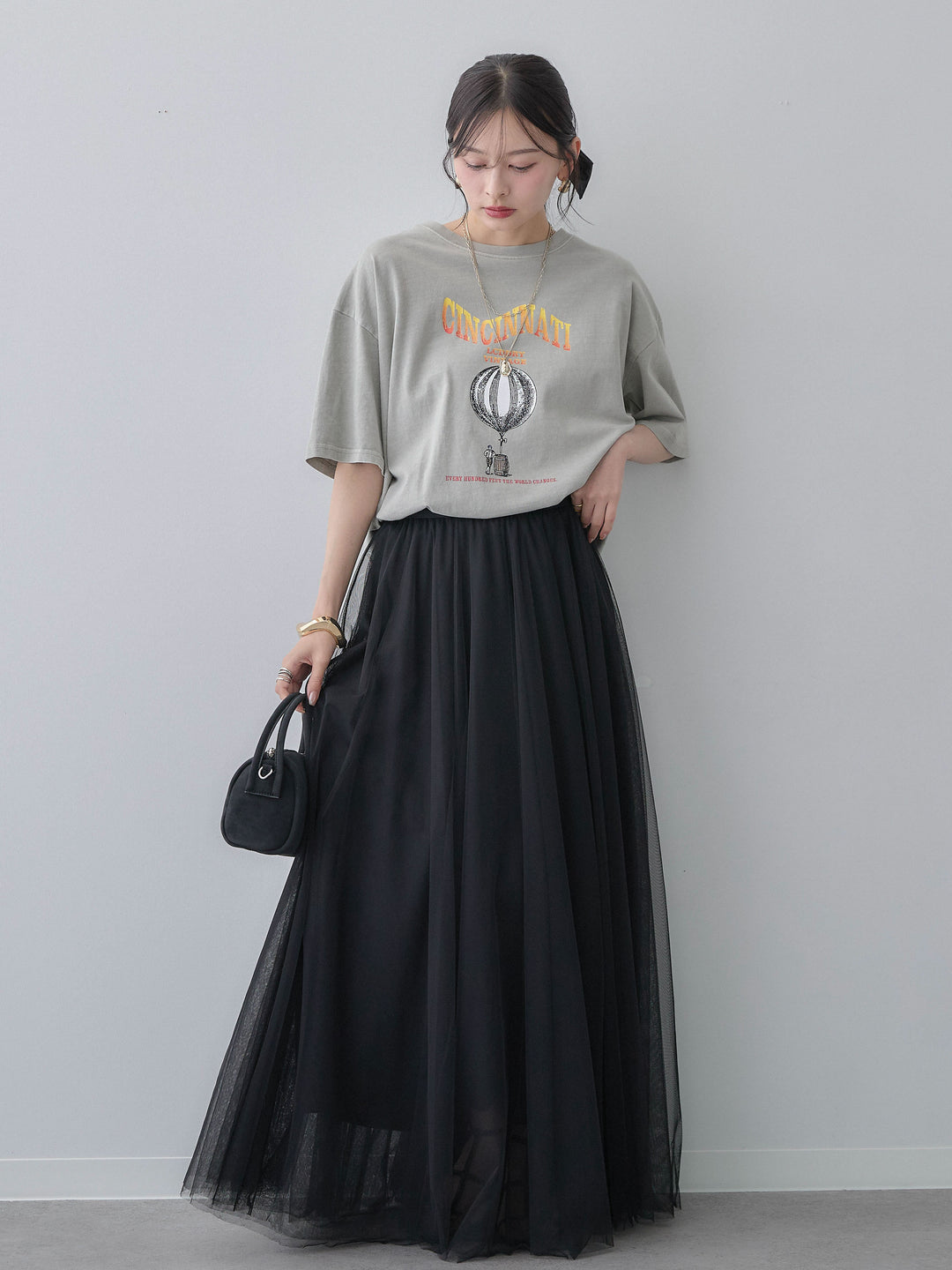 [SET]ヴィンテージライクプリントオーバーTEE+選べるアクセセット(2set)