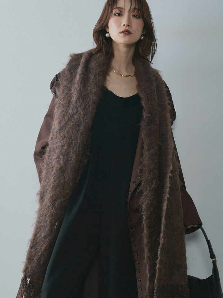 [予約]ブークレシャギーニットマフラー/brown